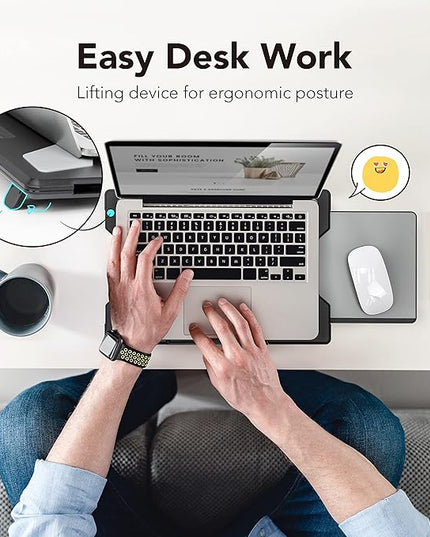 EHO Laptop Lap Desk with Retractable Mouse Pad, Portable Ergonomic Lap Pad with Heat Shield and Foldable Stopper, Lightweight Travel Lapdesk Fits up to 16" Laptops, Bed Sofa or Work Use