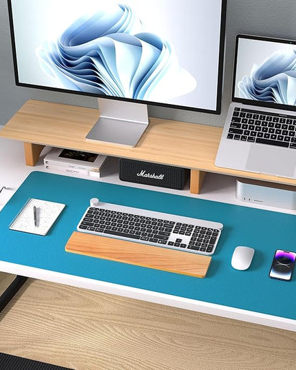 Aothia Leather Desk Pad Protector, Mouse Pad, Office Desk Mat, Non-Slip PU Leather Desk Blotter, Laptop Desk Pad, Waterproof Desk Writing Pad for Office and Home (Turquoise,31.5" x 15.7")