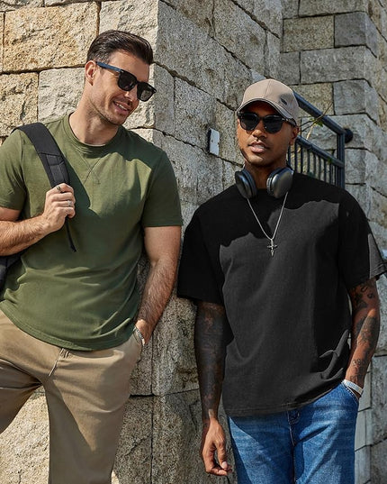 COOFANDY Men's Cotton T-Shirts Oversized Shirt Short Sleeves Streetwear Loose Fit Summer Tee Tops Washed Basic Unisex Shirts