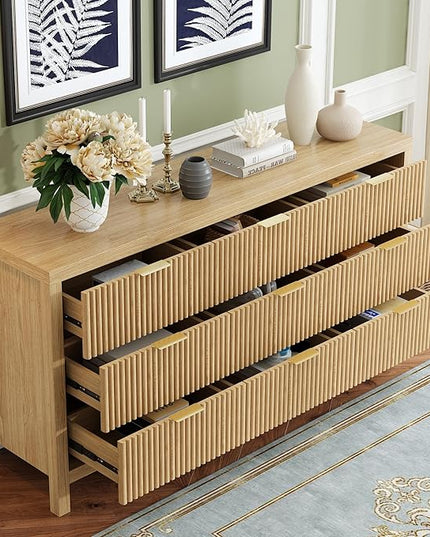 NRITOBY Modern 9 Drawer Wooden Storage Cabinet, Large Floor-Standing Storage Drawer Cabinet, Multifunctional Storage Cabinet for Office and Entryway
