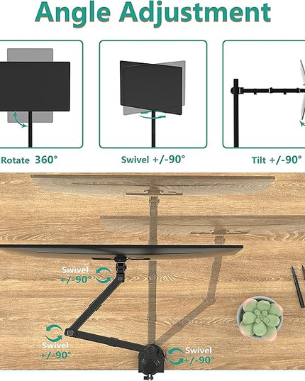 WALI Monitor Arm Mount for Desk, Single Extra Tall Computer Desk Mount, Monitor Bracket Mount Stand Single, up to 32 inch, 22 lbs (M001XL), Black
