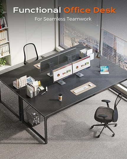 PRAISUN 78.7 X 29.5 Inch Computer Desk with Deeper Desktop, Long Gaming Office Writing Work Desk for Home Office, Study, Bedroom, Work from Home, Metal Frame, Black