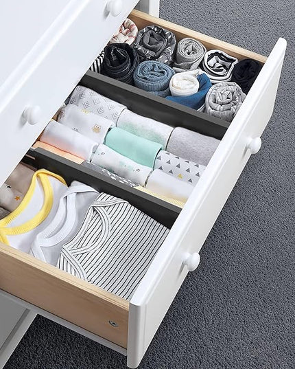 Utoplike 4 pcs Bamboo Kitchen Drawer Dividers Large, Adjustable Black Drawer Organizers, Spring Loaded, Works in Kitchen, Dresser, Bathroom, Bedroom, Drawer, Desk, 2.4" H