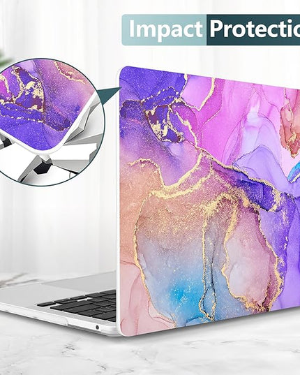 DONGKE Compatible with MacBook Pro 13 inch Case 2024 2023-2020 Release A2338 M2/M1 A2251 A2289 with Retina Display & Touch ID, Plastic Hard Shell & Keyboard Cover & Screen Film - Fluid Art X255