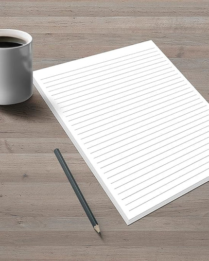 321Done Wide-Ruled Notepad (8.5" x 11") Made in USA, 50 Sheets, Letter Size, Large Tear Off Edge Glued, Planning Memo Pad, Unisex Minimalist Simple Lined Wide Spaced Writing Pad