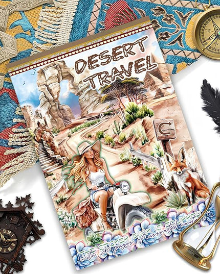 Snycler Sticker Book - 20 Sheets Vintage PET Stickers for Scrapbooking, Junk Journaling, Ephemera, and Decorative Crafts-Desert Travel