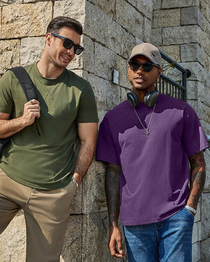 COOFANDY Men's Cotton T-Shirts Oversized Shirt Short Sleeves Streetwear Loose Fit Summer Tee Tops Washed Basic Unisex Shirts