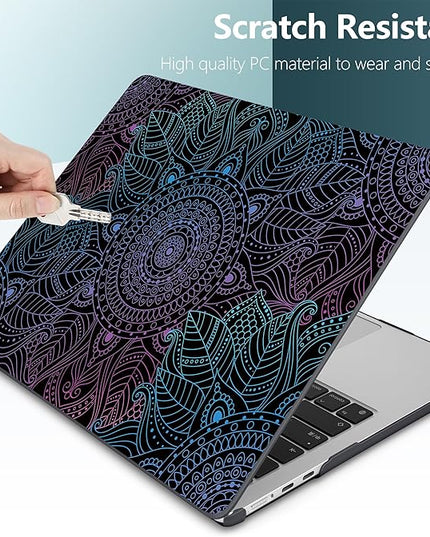 DONGKE for M4 MacBook Air 13.6 Inch Case 2025 2024 2023 2022 Model A3240 A3113 A2681 M3 M2 Chip, Plastic Hard Shell Case Cover with Touch ID for MacBook Air 13 Inch M4 - Colorful Mandala