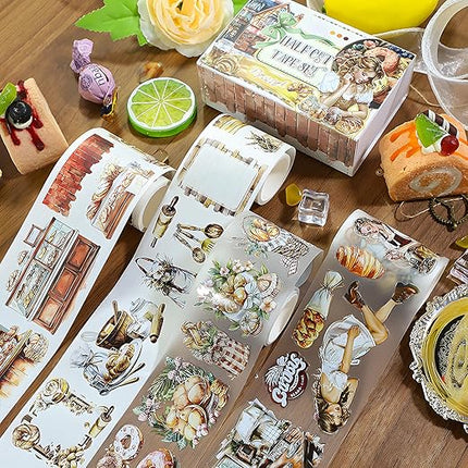 Snycler Pre-Cut Oatmeal Rhyme Themed PET Washi Tapes - Vintage Aesthetic Tape Stickers for Journaling, Scrapbooking, Junk Journals, Crafts, Planners - 4 Rolls