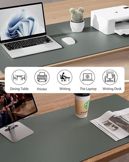 Aothia Leather Desk Pad Protector, Office Desk Mat, Large Mouse Pad, Non-Slip PU Leather Desk Blotter, Laptop Desk Pad, Waterproof Desk Writing Pad for Office and Home (Jungle Green, 31.5" x 15.7")