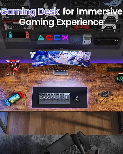 PRAISUN 63 X 24 Inch Office Computer Desk with Power Outlets and USB-C Port, Larger and Longer Gaming Desk, for Home Office, Study, Writing Work from Home Table, Metal Frame, White