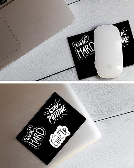 Mouse Pad Adhesive Bottom - Sticks to Any Surface - Portable - Webcam Covers and Screen Cleaner Included (Never GIVE UP)