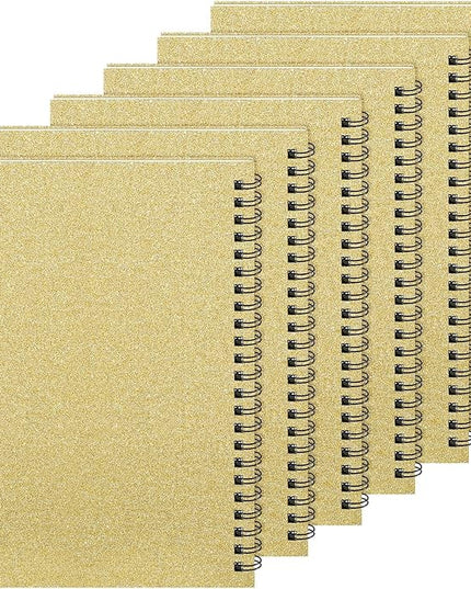 Yahenda Spiral Notebook Bulk A5 Journal Lined 8.3'' x 5.5'' Writing Composition Paper Small Notepad Subject Notebook for Students Office Business Back to School Supplies(Light Gold,6 Pcs)