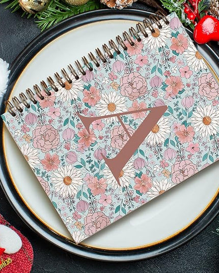 Vintage Floral Personalized Notebook, Initial Letter A Notebook Journal ,Vintage Flower Notebook for Work School Office Supplies,,Monogrammed Notebook for Women Teen Girl,Back to School Supplies 5.5 x 8.3