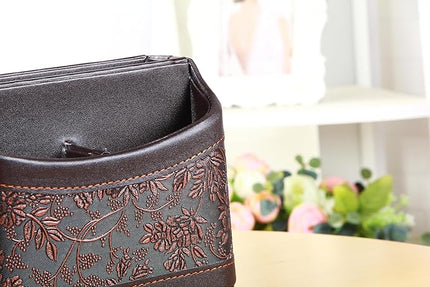 Arniche PU Leather Remote Control Organizer with 360° Spinning Design,Desk Organizer for TV Remote,Phone,Pen,Glasse,Mail,Tablet,Calculator,Controller-Home & Office Storage Caddy (Antique Brown) ﻿