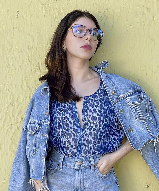 VISOONE Oversized Blue Light Blocking Glasses with Chic Square TR90 Frame and Metal Temple for Women Men REMY