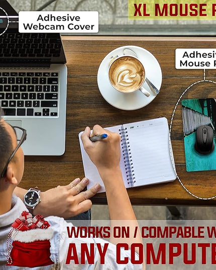 Peel and Stick Mouse Pad - Portable - Adhesive Stick on Bottom - Large Size Mouse Pads - Portable (XL - Beach)