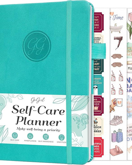 GoGirl Self-care Journal – Daily Mental Health Notebook with Mood & Wellness Trackers – Personal Development, Meditation & Reflection Journal for Women – Hardcover, Lasts 3 Months (Turquoise)