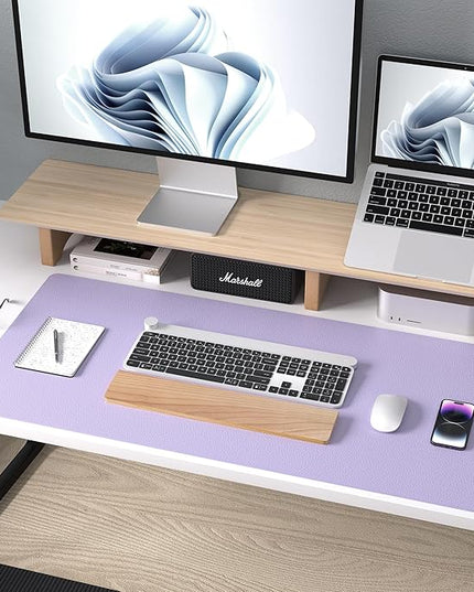 Aothia Leather Desk Pad Protector, Mouse Pad, Office Desk Mat, Non-Slip PU Leather Desk Blotter, Laptop Desk Pad, Waterproof Desk Writing Pad for Office and Home (31.5" x 15.7", Lavender)