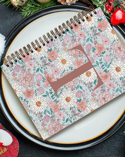Vintage Floral Personalized Notebook, Initial Letter T Notebook Journal ,Vintage Flower Notebook for Work School Office Supplies,,Monogrammed Notebook for Women Teen Girl,Back to School Supplies 5.5 x 8.3