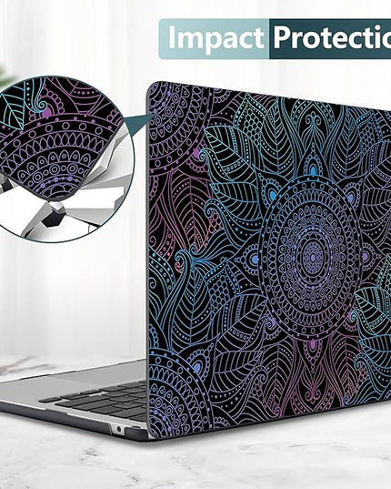 DONGKE for M4 MacBook Air 13.6 Inch Case 2025 2024 2023 2022 Model A3240 A3113 A2681 M3 M2 Chip, Plastic Hard Shell Case Cover with Touch ID for MacBook Air 13 Inch M4 - Colorful Mandala
