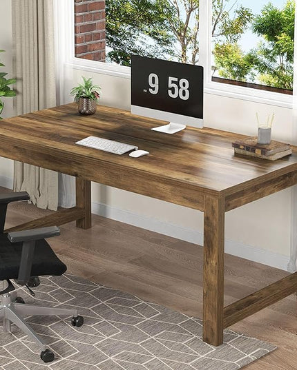 Tribesigns Modern Computer Desk, 63 x 31.5 inch Large Office Desk Computer Table Study Writing Table Workstation for Home Office, Brown Wood