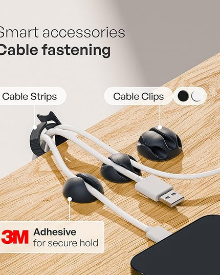 PAMO Cable Management Under Desk for Easy mounting Under-Table I Set of 2 - with 10X Cable Ties I Desk Organizer for Office/Home Office Table Thoughtful Cable Tray Holder