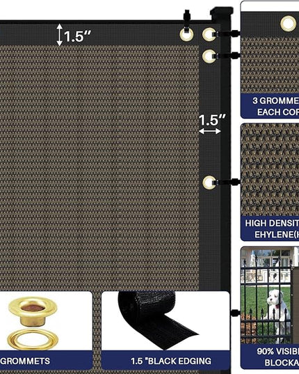 Windscreen4less Privacy Fence Screen Heavy Duty Windscreen Fencing Mesh Fabric Shade Net Cover with Brass Grommtes for Outdoor Wall Garden Yard Pool Deck, 6'x253' Brown