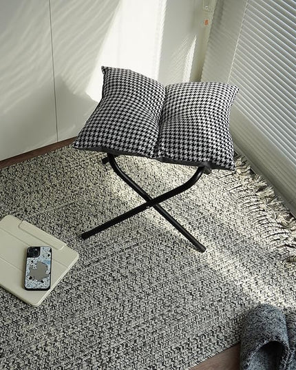 Foldable Foot Rest Stool for Under Desk or Sofa - Office Footrest Ottoman, Portable Leg Rest for Home & Office (Houndstooth)