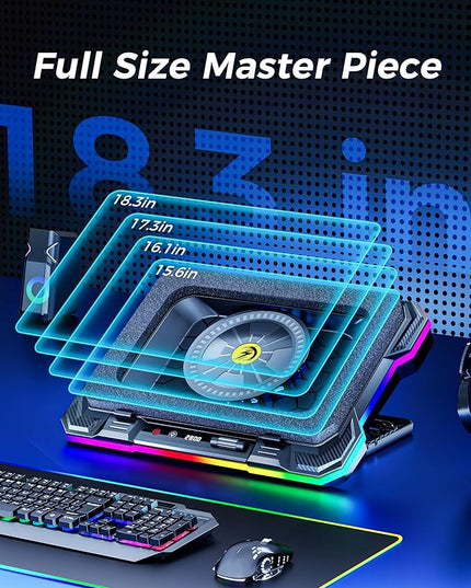 AICHESON Gaming Turbofan Laptop Cooling Pad with 10°C-35°C Temperature Drop, Full Sealed Foam Stand for 14-19 inch Laptops