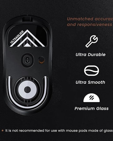 PWNAGE Ultraglide Glass Skates Feet for G Pro X 2 Superlight GPX 2, Ultra-Smooth and Durable, 3M Adhesive, fit for Gaming Mouse Black and White