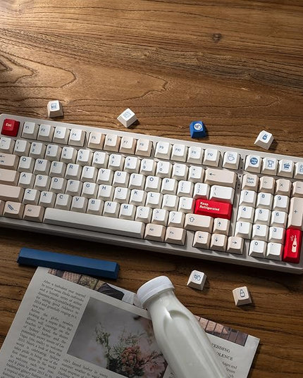 XVX Soy Milk PBT Keycaps 75 Percent, Premiun Creamy Keycap Sets, 147 Keys Cherry Profile Keyboard Keycaps Compatible with 65% 75% 96% 100% Cherry Gateron MX Switches Mechanical Keyboard