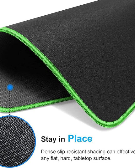 SaiTech IT 20 Pack Gaming Mouse Pad, Water Resistance Coating Natural Rubber Gaming Mouse Pad with Stitched Edges & Non-Slippery Rubber Base (9.84 x 8.27 Inch) - Black with Green Stitched Border