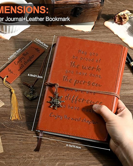Leather Journal Notebook Retirement Gift For Woman Man, Coworker Going Away, Thank You, Goodbye, Appreciation, Inspirational Gifts For Friend, Employee, Boss, Coworkers (Going away gift)