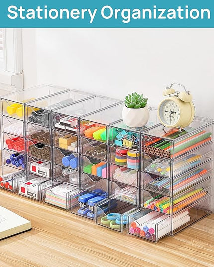 Vtopmart Acrylic Organizer with 30 Drawers, Desk Organizers and Accessories, Clear Makeup Organization, Dustproof Storage Drawers for Office Art Craft Supplies