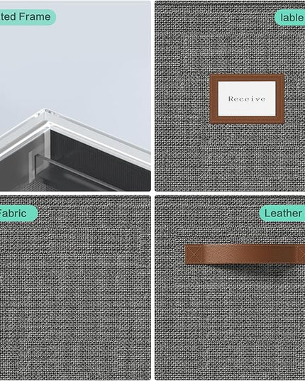 File Organizer Box with Lid File Box for Hanging Decorative File Organizer with One-Piece Integrated Plastic Slide Rail(Grey, 13.2x10.1x10.1inch(2pack))