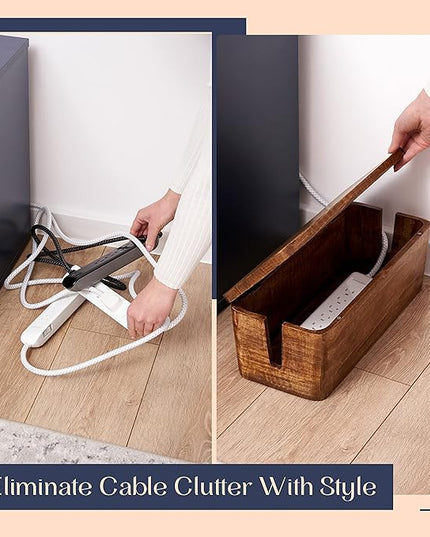 Large Cable Management Box - Cable Organizer Box and Power Strip Box for Electrical Cord Management - Hide Desk Cord and Floor Cables - Wire Storage and Organization for Cords