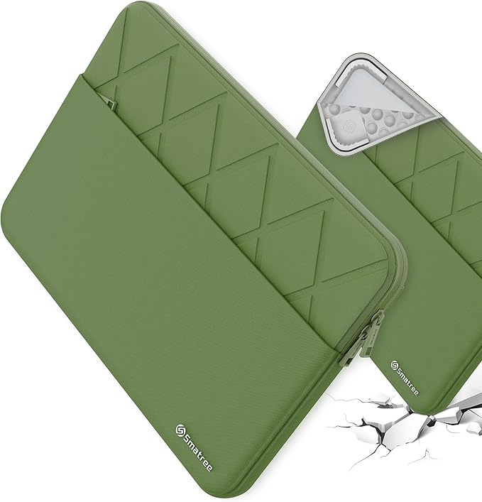 Smatree Laptop Sleeve for 13.4 inch ASUS ROG Flow Z13 2023 GZ301/2025,for 13.4 inch ASUS ROG Flow Z13 2022 GZ301,Case with Pocket,YKK Zipper,Patented Shockproof Design,Green(E407G)