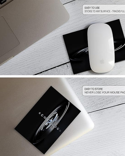 Mouse Pad Adhesive Bottom - Sticks to Any Surface - Portable - Webcam Covers and Screen Cleaner Included (Water Drop)