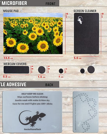 Adhesive Mouse Pad - Peel and Sticks to Any Surface - Travel Mouse Pad, Sticky for Any Surface - Excellent Tracking - Sunflowers