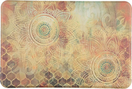 J&V TEXTILES Anti Fatigue Cushioned Comfort Mat, Ergonomically Durable, Supportive, Padded, Thick and Washable, Stain-Resistant, Kitchen, Garage, Office Standing Desk Mats (Boho Study Floral)