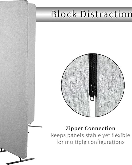 VIVO Freestanding 72 x 66 inch Privacy Panel, Cubicle Divider, Acoustic Wall Partition, x3 24 inch Panels, Gray, PP-3-T072G
