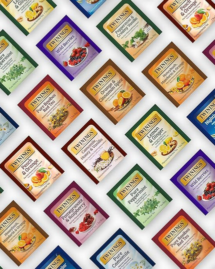 Twinings 48 Tea Bags Herbal Variety Pack – 12 Herbal Flavors with 20 Honey Sticks, Perfect Tea Gift Set for Any Occasion