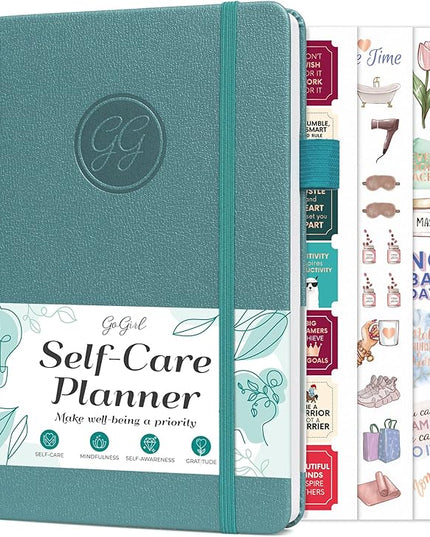 GoGirl Self-care Journal – Daily Mental Health Notebook with Mood & Wellness Trackers – Personal Development, Meditation & Reflection Journal for Women – Hardcover, Lasts 3 Months (Aquamarine)