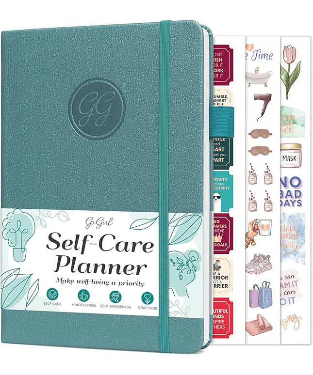 GoGirl Self-care Journal – Daily Mental Health Notebook with Mood & Wellness Trackers – Personal Development, Meditation & Reflection Journal for Women – Hardcover, Lasts 3 Months (Aquamarine)