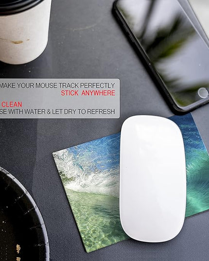 Adhesive Mouse Pad - Peel and Sticks to Any Surface - Travel Mouse Pad, Sticky for Any Surface - Excellent Tracking - Beach Barrel Wave