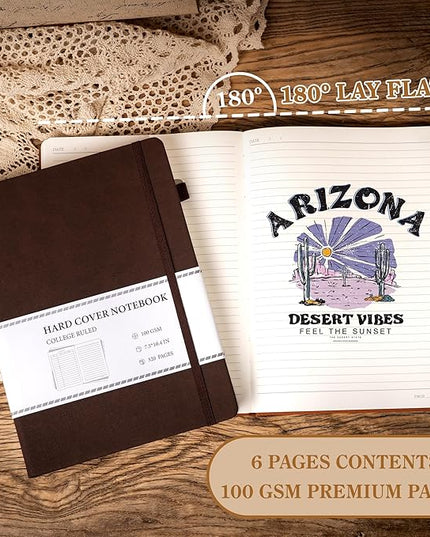 CAGIE B5 Journal Notebook for Men Women 320 Pages 100 GSM Paper Vintage Journaling Notebooks A5 Hardcover Leather Journals for Writing Travel Work Note Taking Diary, 7.6x10 in, Dark Brown
