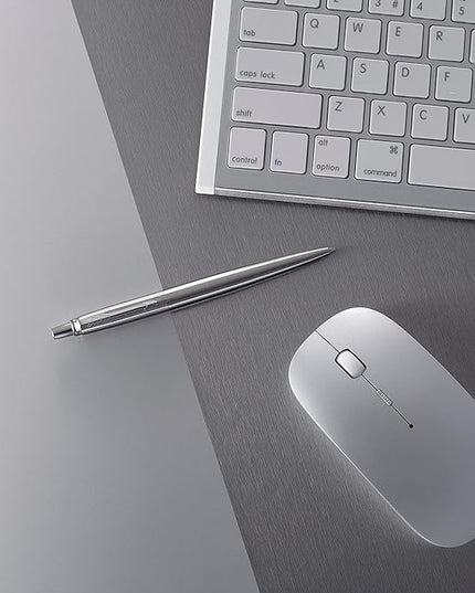 Parker Jotter Ballpoint Pen, Stainless Steel with Chrome Trim, Medium Point, Blue Ink - Smooth Writing, Sleek, Polished, Professional, Desk Essentials