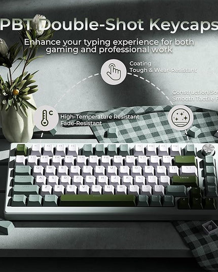 OHY XVX Shine Through Keycaps -133 Keys Cherry Profile Double Shot PBT Keycaps Compatible for 60%/75%/100% Retro Gaming Mechanical Keyboard-Milk Grass Green