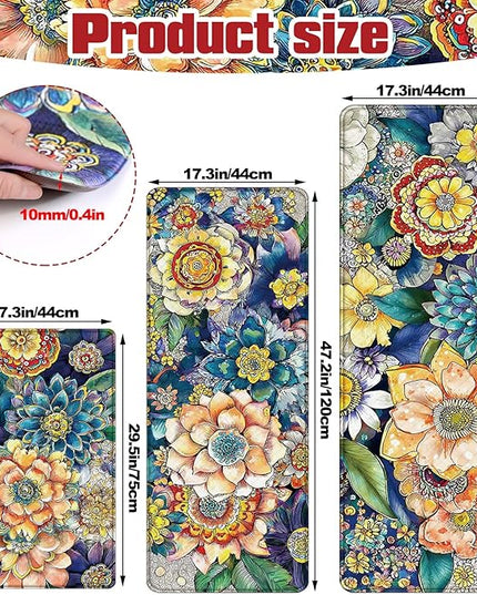 Dunzy 3 Pcs Anti Fatigue Boho Floral Rugs Mats for Kitchen Floor Non Slip Cushioned Waterproof Standing Runner Anti Fatigue Memory Foam Padded Rug for Sink Laundry Home, 17 x29 17 x47, 17 x59